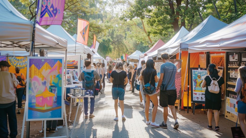 people enjoying an outdoor art festival